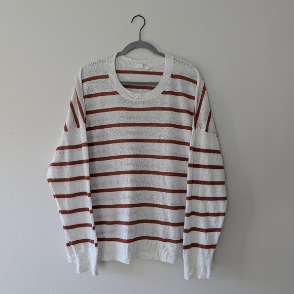 Gap Linen-Blend Crewneck Sweater in New off white stripe Color Lightweight - Picture 2 of 10
